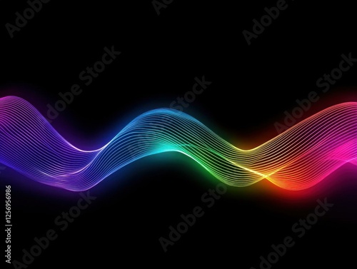 Vibrant Spectrum Wave Design on Black Backdrop Graphic