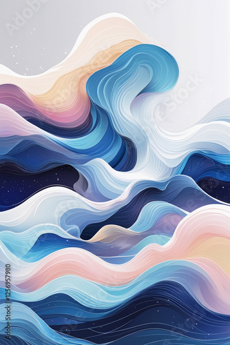 AI generative. Abstract of digital painting nebula wave, vibrant colorful on white background. 69 photo