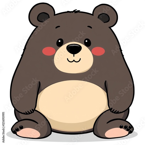 an image of a cartoon bear sitting down with its paws crossed, there is a brown bear sitting down with a pink nose photo