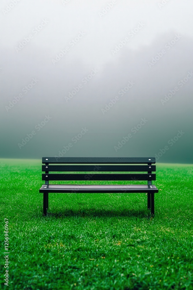 A park bench under smoggy skies with no one sitting due to poor air quality. A park bench under smoggy skies with no one sitting due to poor air quality.