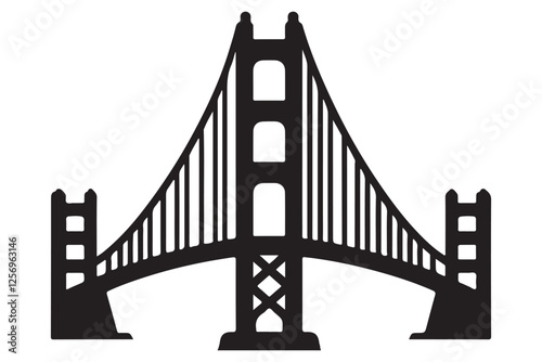 Golden Gate Bridge Black Silhouette Design Vector Illustration