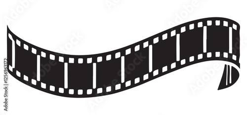 Curved Film Reel Silhouette Vector Graphic for Movie Production