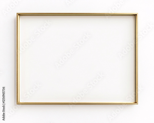 gold picture frame mockup on white wall