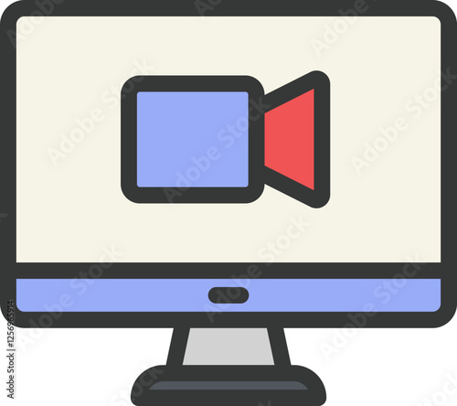 Video Conference Filled Line Icon