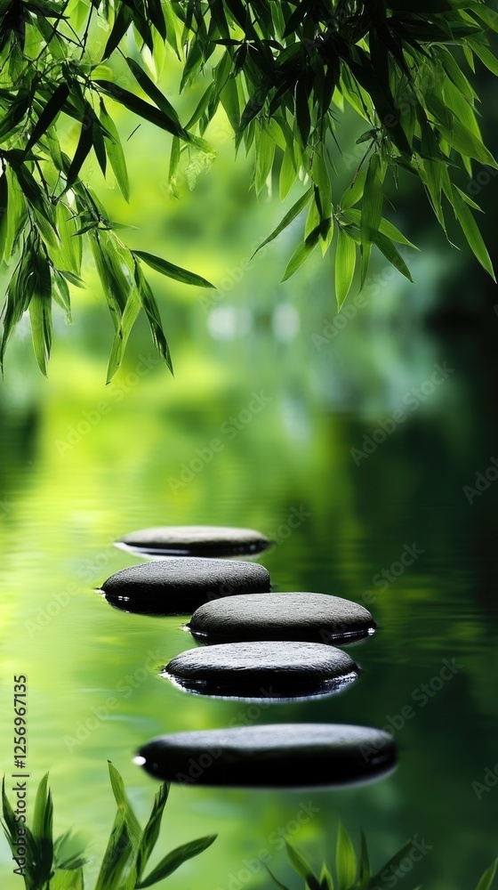 Obraz premium Tranquil Stepping Stones in a Serene Pond