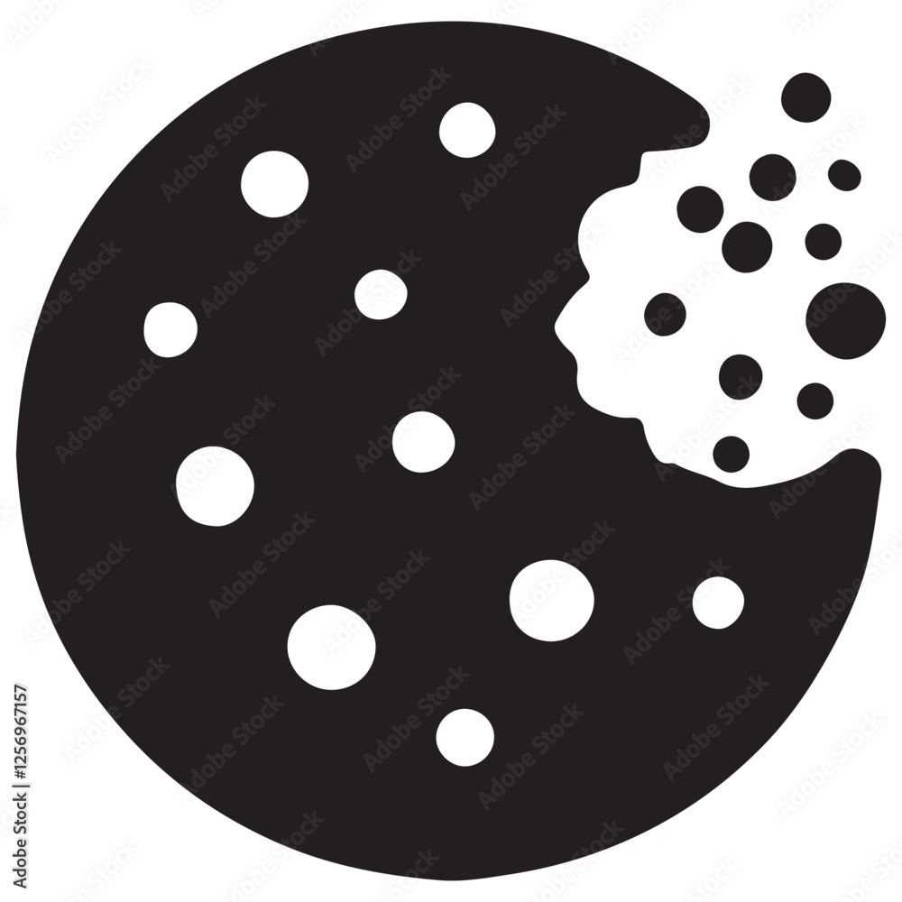 Cookie with Bite Silhouette Illustration Sweet Dessert Treat Design Cookie with Bite Silhouette Illustration Sweet Dessert Treat Design