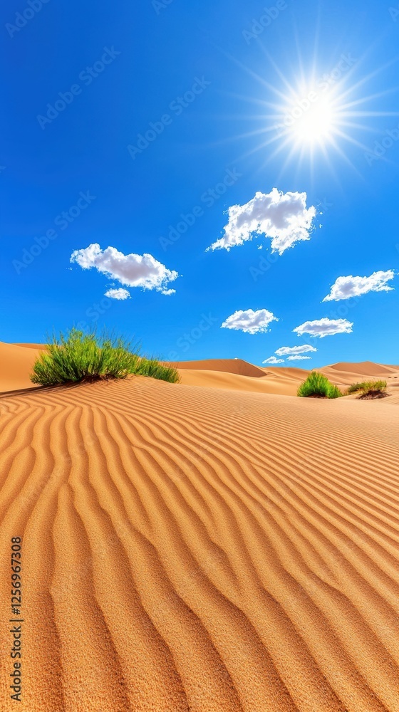 Serene Desert Landscape Under Bright Sunlight Serene Desert Landscape Under Bright Sunlight
