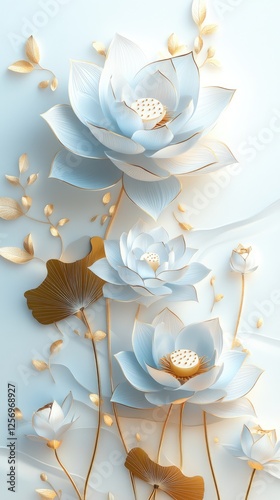 Elegant Blue and Gold Lotus Flower Arrangement