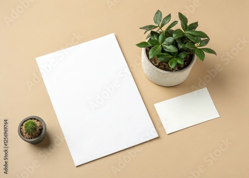 blank note paper with flower generative ai