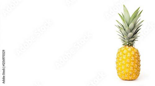 Fresh pineapple displayed on a white background, highlighting its vibrant colors and texture