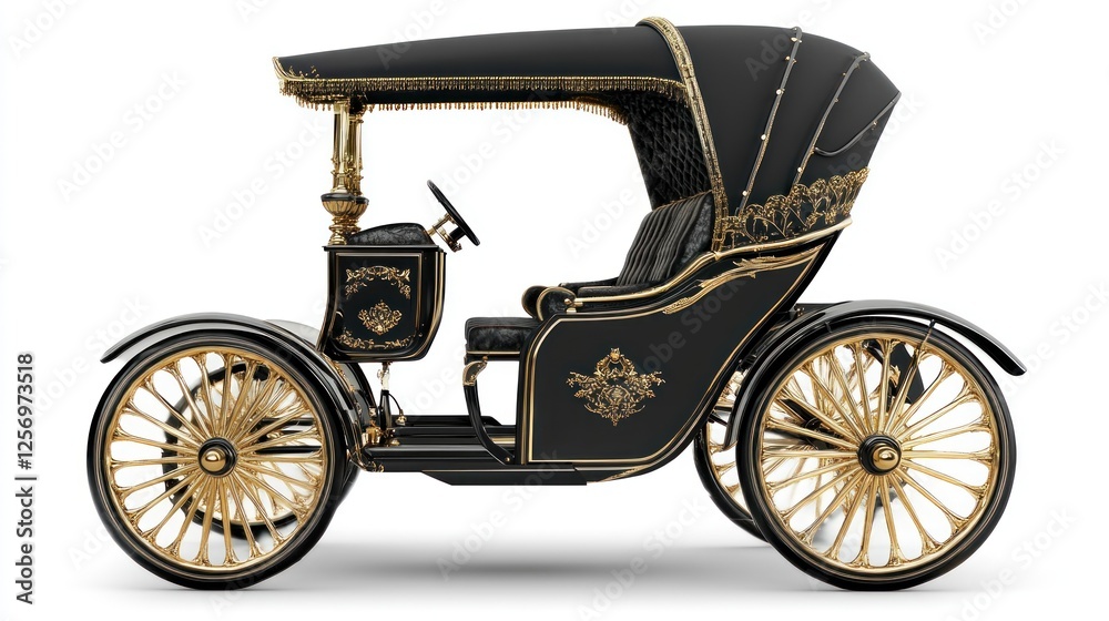 Fototapeta premium Vintage Electric Carriage on White Background. Possible Stock Photo Use