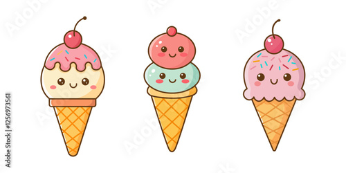 collection of flat illustrations of ice cream icons