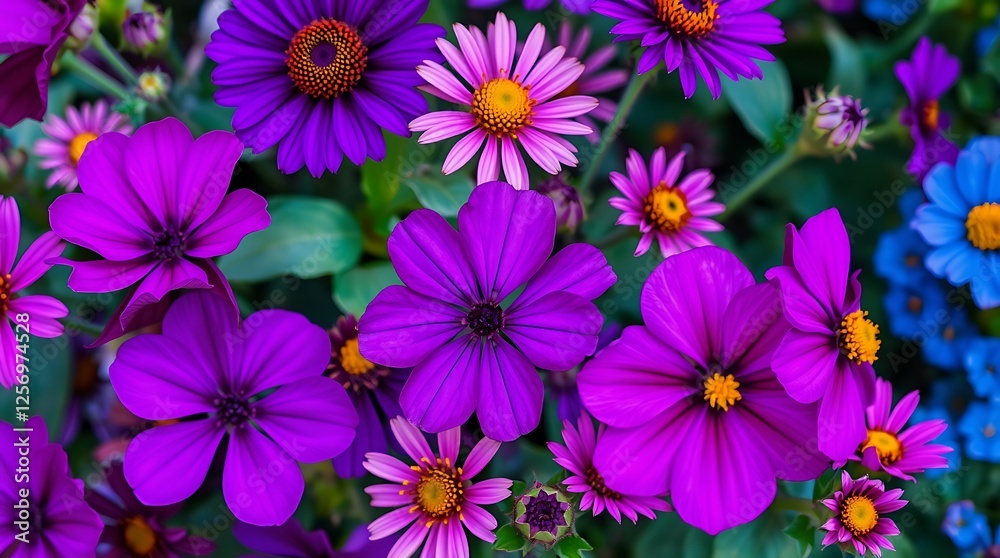 High-resolution stock photo of various flowers, exhibiting deep ultraviolet hues, vivid purples, and high contrast, ideal for commercial use and professional applications High-resolution stock photo of various flowers, exhibiting deep ultraviolet hues, vivid purples, and high contrast, ideal for commercial use and professional applications