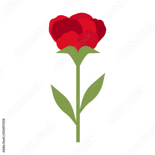 Flat geometric sweet pea flower, botanical decoration, spring and summer, modern stylized vector floral illustration