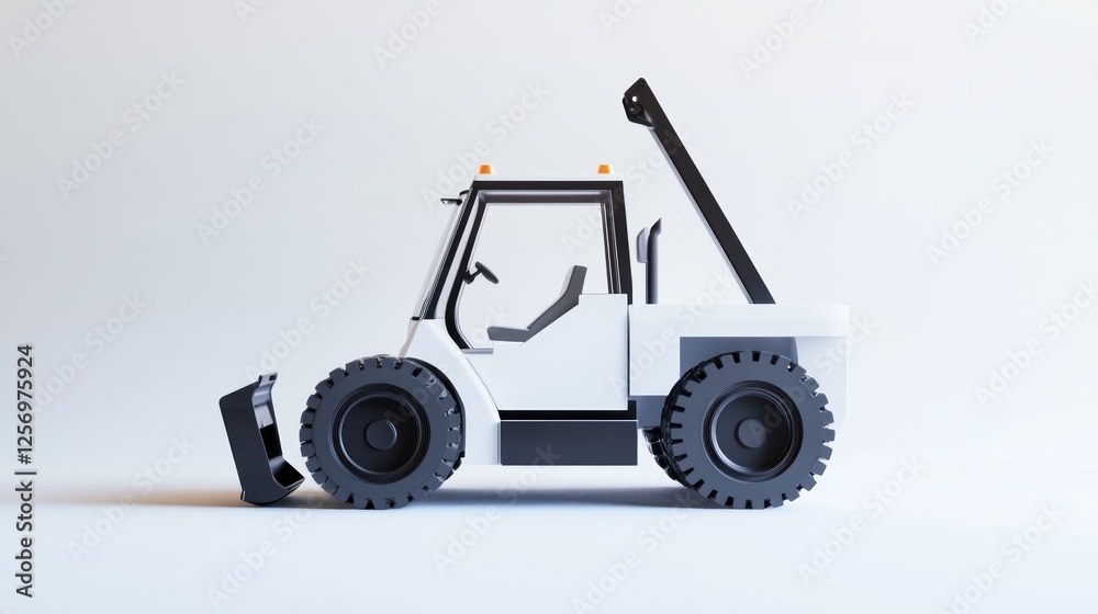 White loader side view, minimalist background, ideal for industrial or construction projects White loader side view, minimalist background, ideal for industrial or construction projects