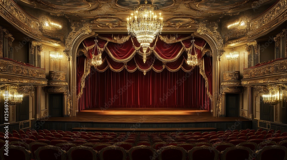Fototapeta premium Interior of a luxurious vintage theater auditorium