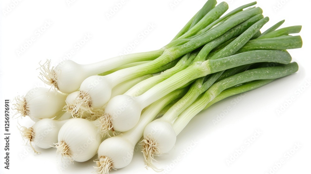 Fresh green onions arranged neatly, showcasing their vibrant colors and healthy appearance Fresh green onions arranged neatly, showcasing their vibrant colors and healthy appearance