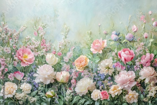 Wallpaper Mural Colorful Floral Bouquet in Soft Pastel Tones with Delicate Flowers Torontodigital.ca