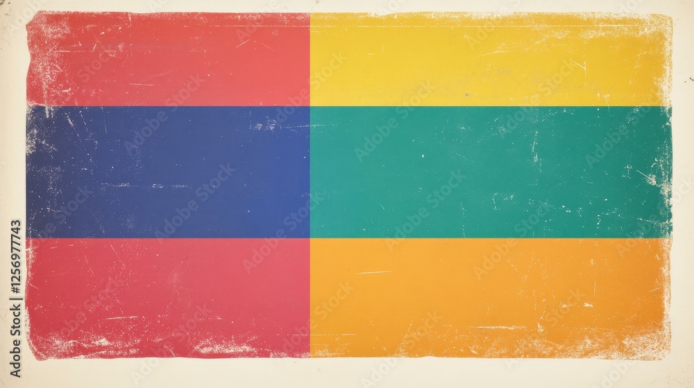 Obraz premium Retro Color Block Art Graphic Design With Textured Finish