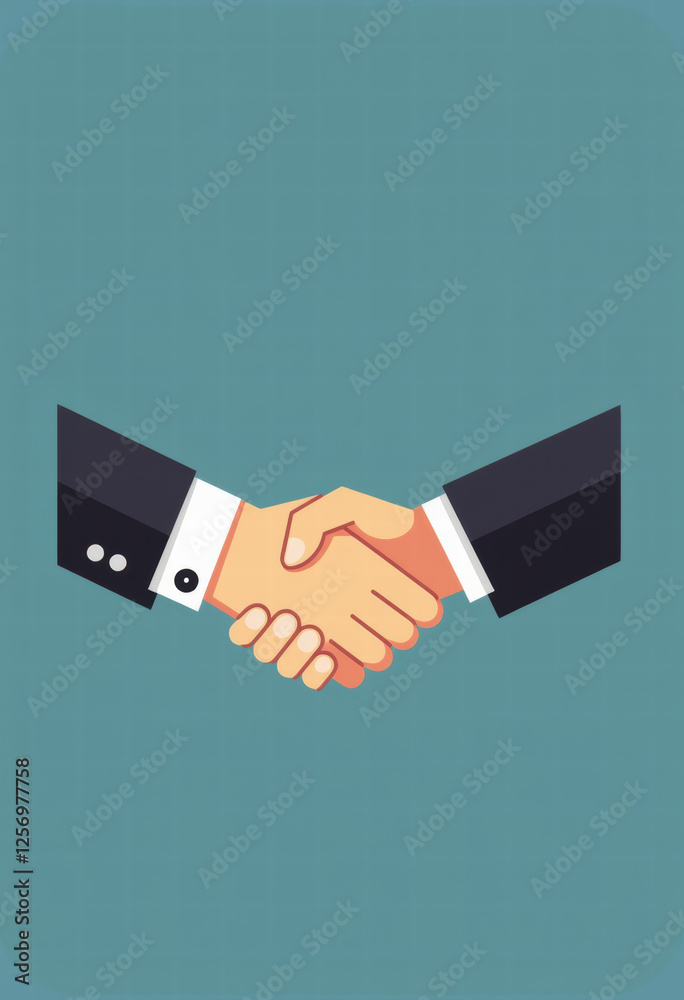 Modern Teal Business Handshake Icon Design Modern Teal Business Handshake Icon Design