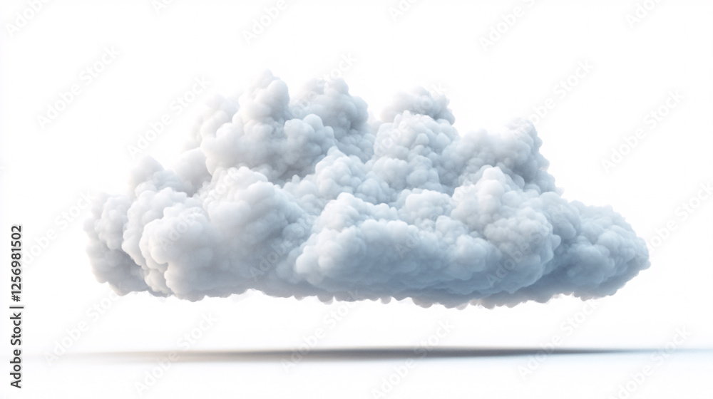 Naklejka premium 3d render fluffy white cloud isolated on white background for weather and nature concepts