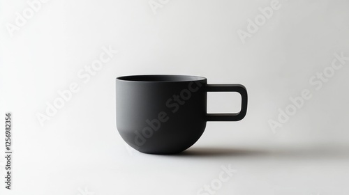 Simple black mug on white background. Potential use Product photography photo