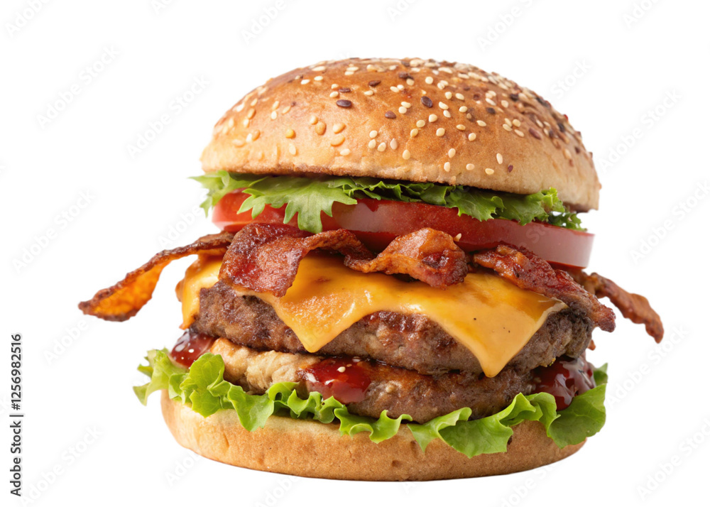 Bacon cheeseburger isolated on white background Bacon cheeseburger isolated on white background