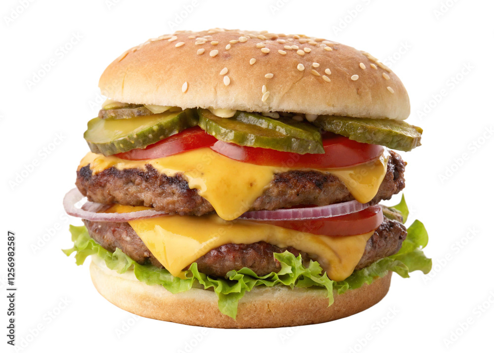 Double cheeseburger isolated on white background Double cheeseburger isolated on white background