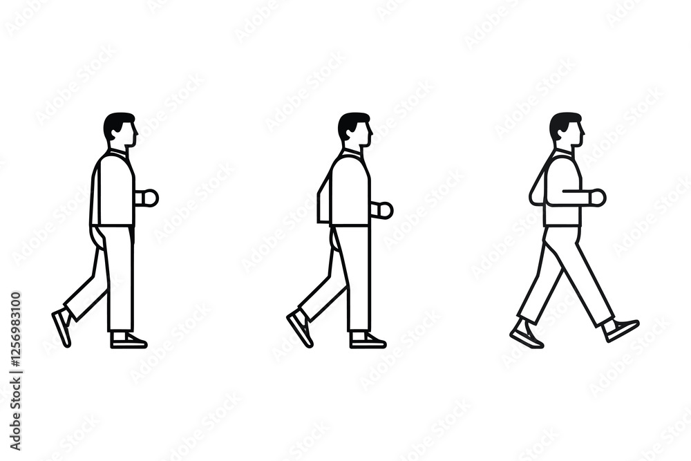 Human Activity Icons – Walk, Run, Stand Vector Symbol Collection Human Activity Icons – Walk, Run, Stand Vector Symbol Collection