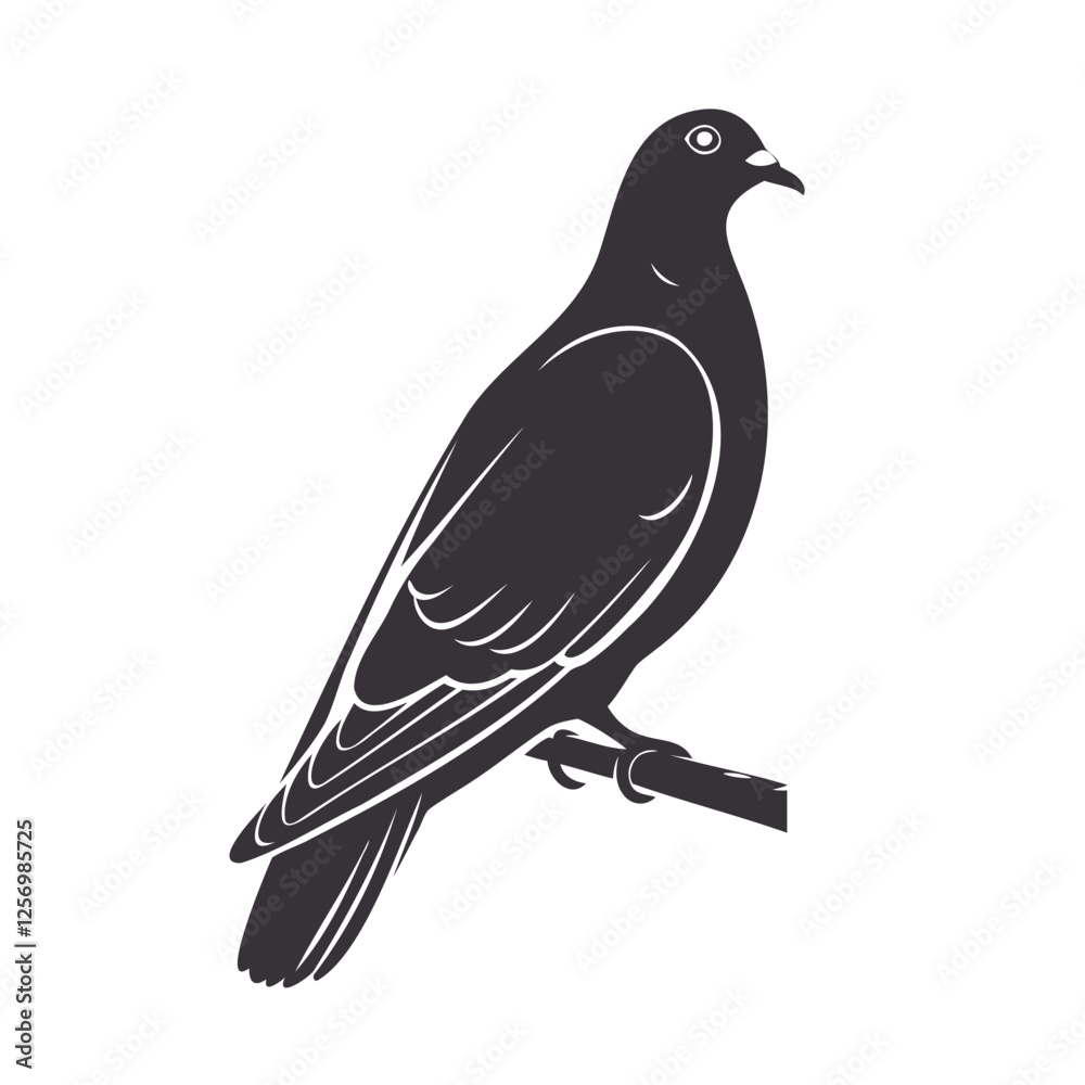 Fototapeta premium Minimalist Dove Bird Silhouette Flat Vector Design on Transparent Background