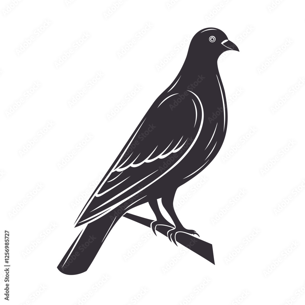 Obraz premium High-Quality Minimalistic Dove Bird Silhouette Isolated on Transparent Background