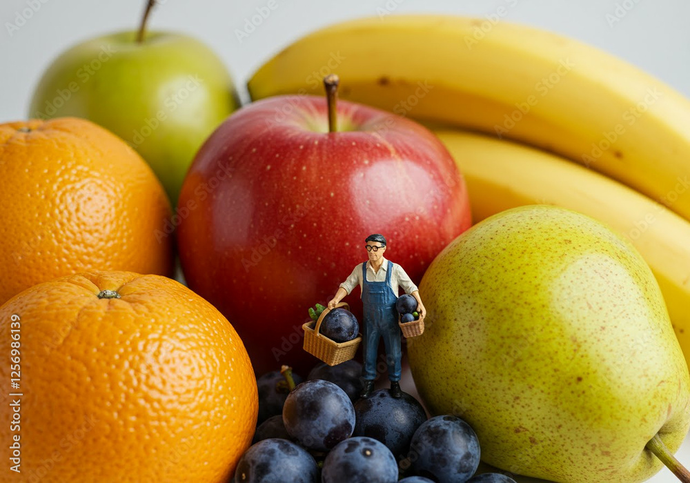 Toy Figures Fruit Creative Still Life Picture Toy Figures Fruit Creative Still Life Picture