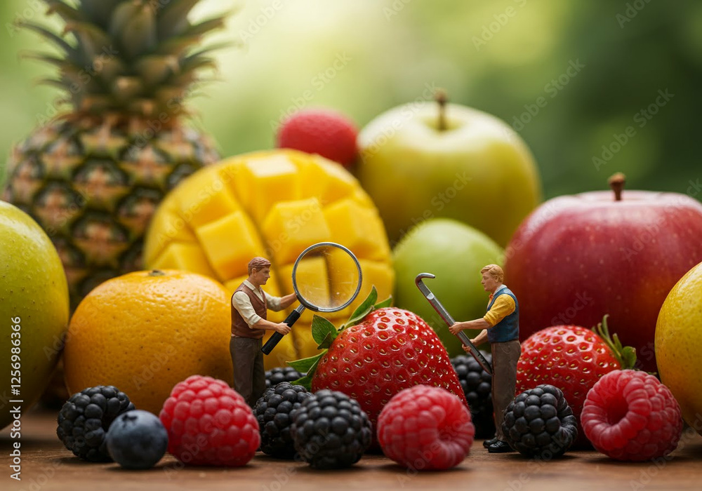 Toy Figures Fruit Creative Still Life Picture Toy Figures Fruit Creative Still Life Picture