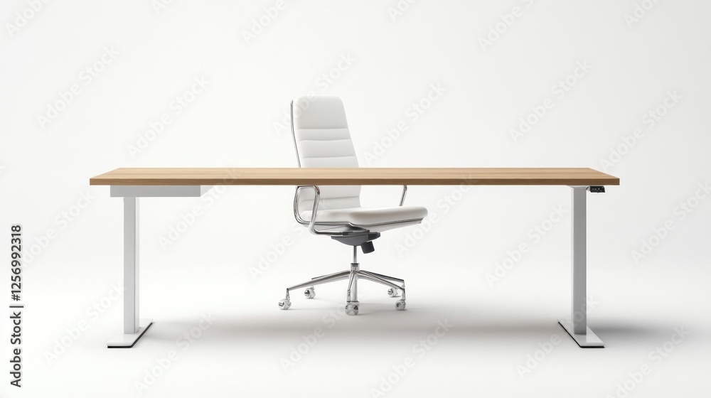 Fototapeta premium Empty Modern Office Desk and Chair, Workspace, Interior