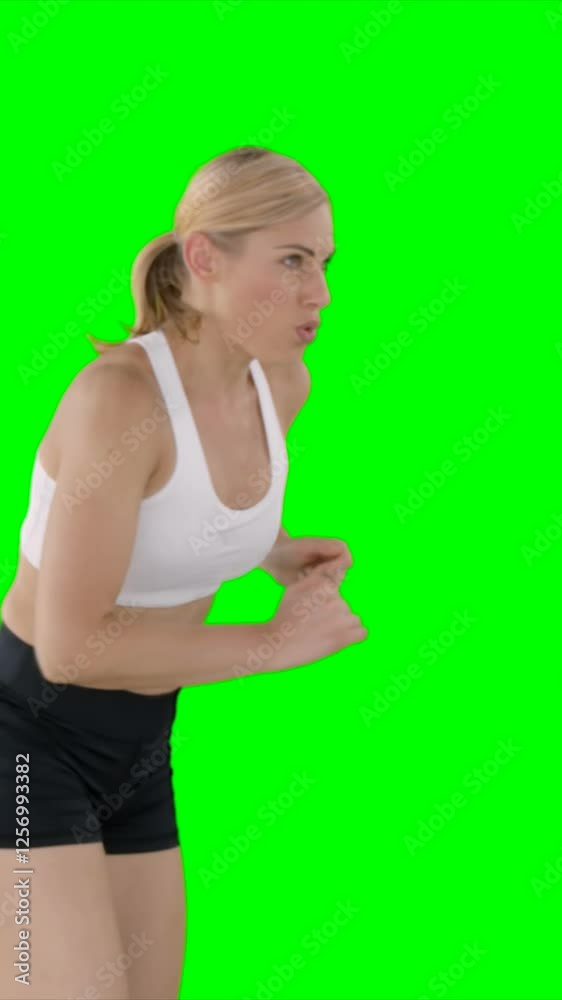 Side view of sportswoman is running
