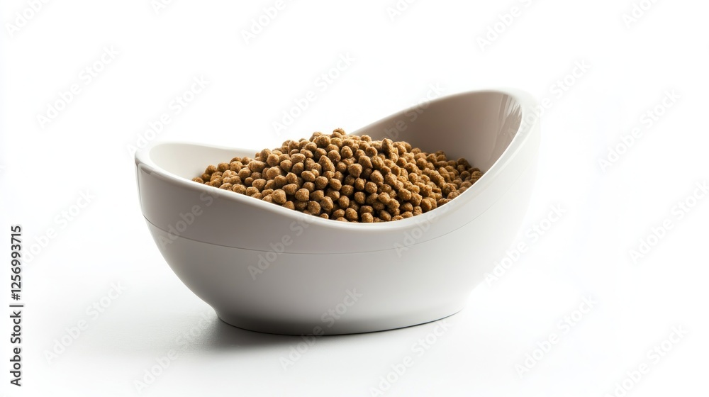 Dog food in white bowl on white background Dog food in white bowl on white background