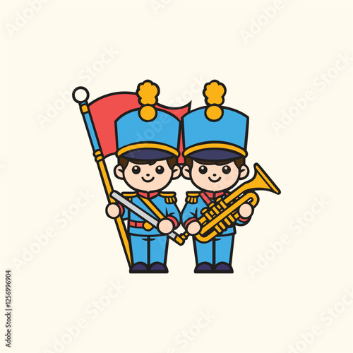 Cartoon character of marching  player.