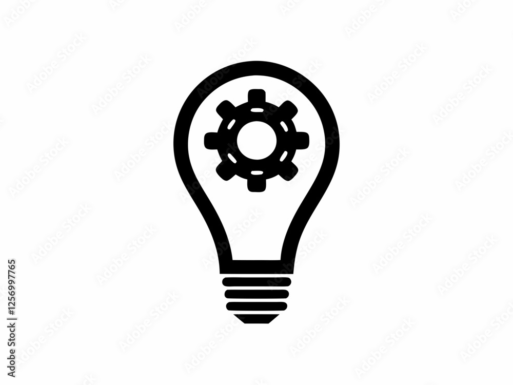 Creative Business idea Icon design concept Black and White Silhouette Vector Creative Business idea Icon design concept Black and White Silhouette Vector