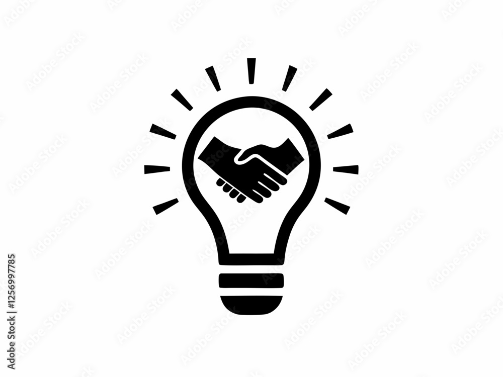 Creative Business idea Icon design concept Black and White Silhouette Vector Creative Business idea Icon design concept Black and White Silhouette Vector