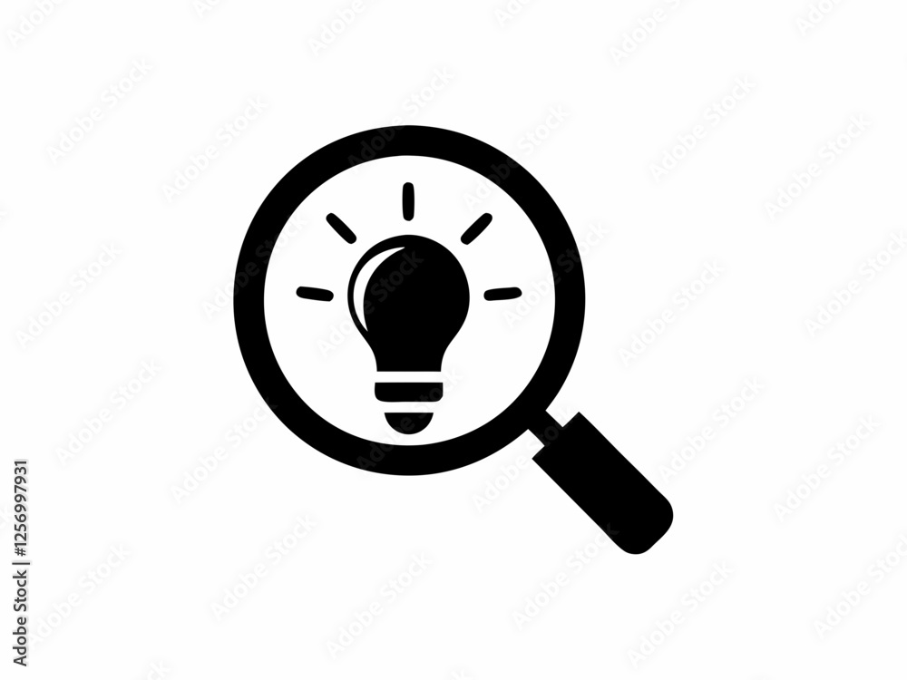 Creative Business idea Icon design concept Black and White Silhouette Vector Creative Business idea Icon design concept Black and White Silhouette Vector