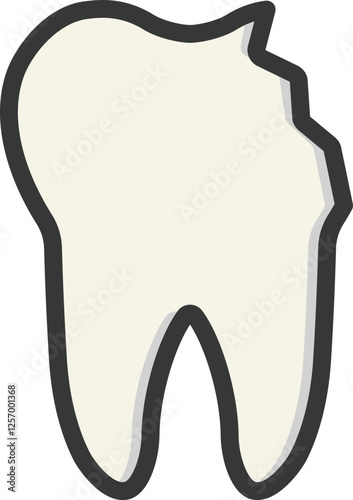 Chipped Tooth Filled Line Icon