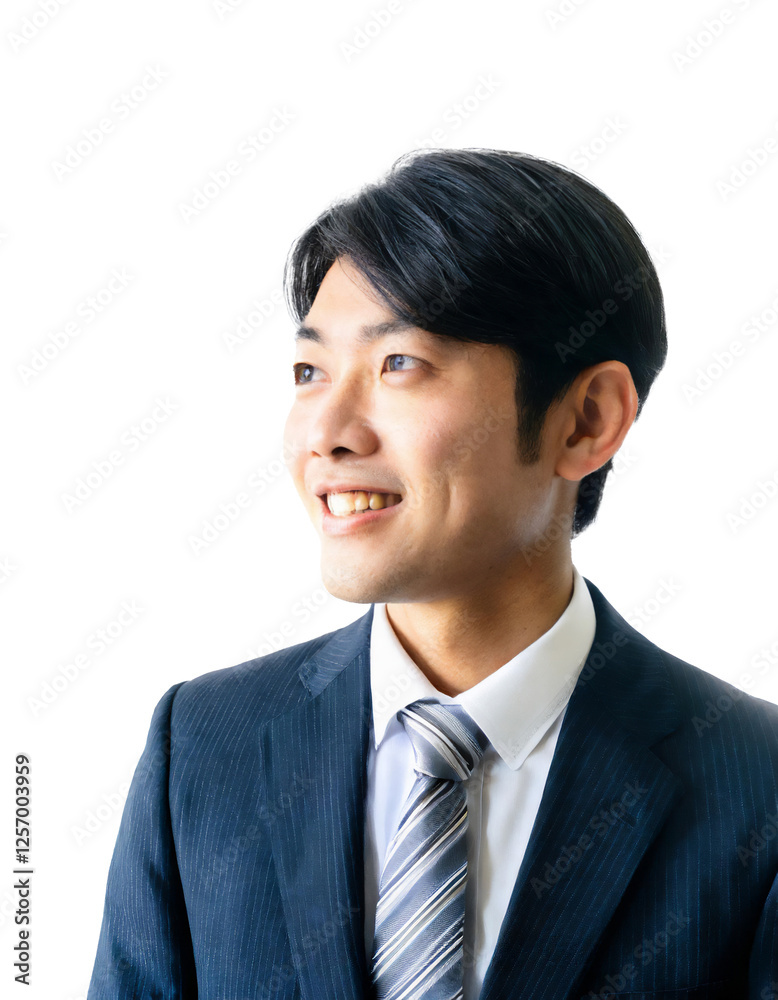 Portrait of only one Man. White Background. Portrait of only one Man. White Background.