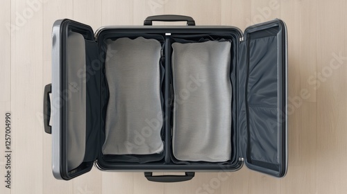 Open Suitcase on Wooden Floor