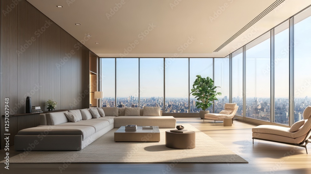 Fototapeta premium Luxury Penthouse Apartment with Stunning City View