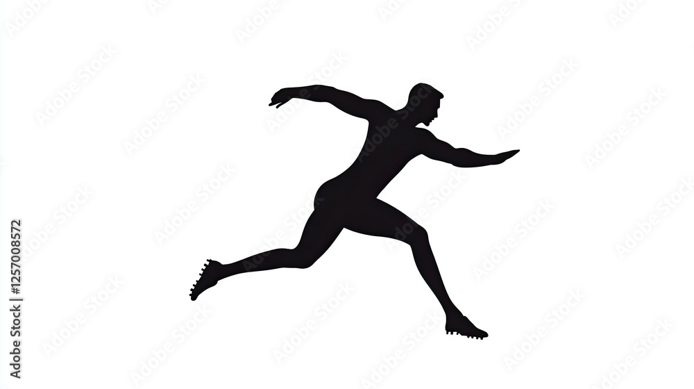 Silhouette of a runner in motion against a white background, symbolizing speed and athleticism Silhouette of a runner in motion against a white background, symbolizing speed and athleticism