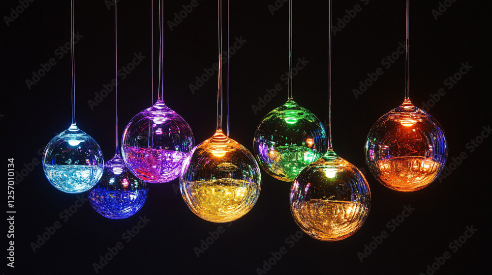 a bunch of colorful lights hanging from a ceiling a bunch of colorful lights hanging from a ceiling