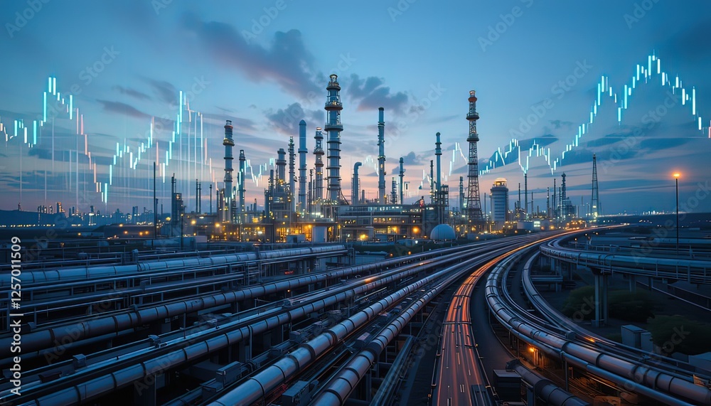 Oil pipeline and up and down graph Oil pipeline and up and down graph