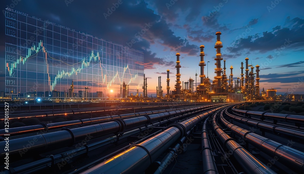 Oil pipeline and up and down graph Oil pipeline and up and down graph