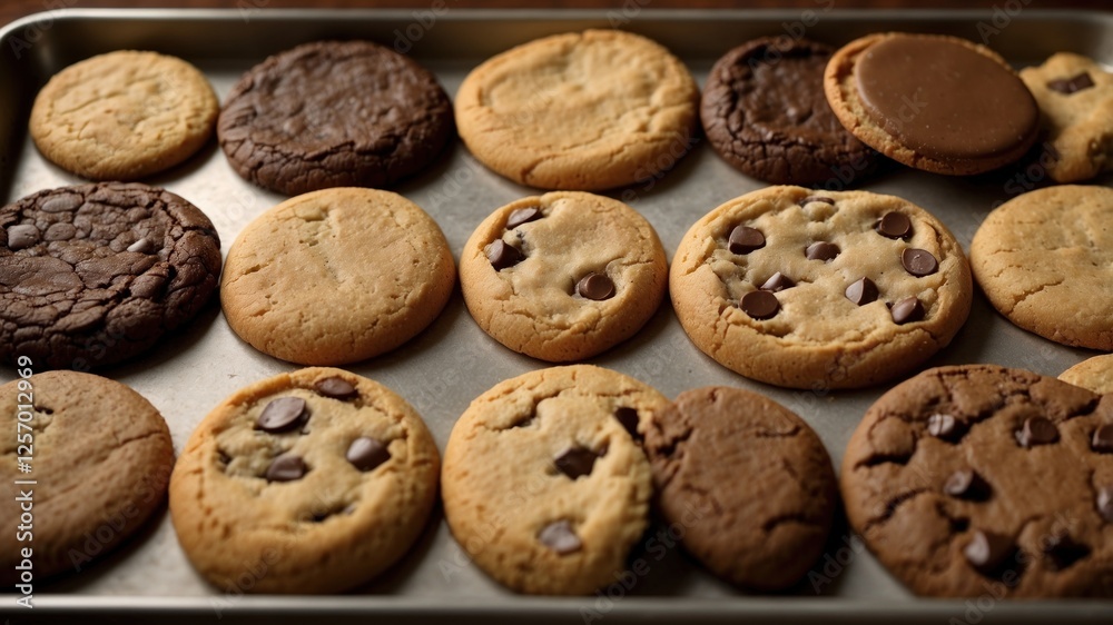 Sweet Treats: Assorted Cookies on Baking Sheet Sweet Treats: Assorted Cookies on Baking Sheet