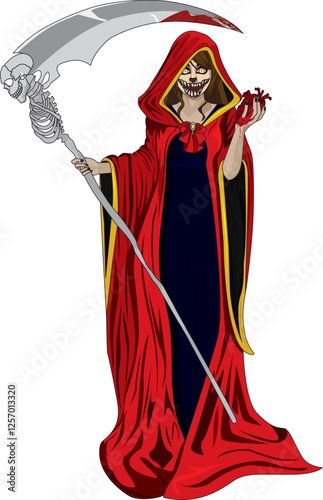 Witch Eating Human Heart Halloween Vector